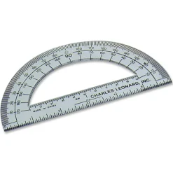 Charles Leonard Open Center Protractor, Plastic, 6" Ruler Edge, Clear, Dozen
