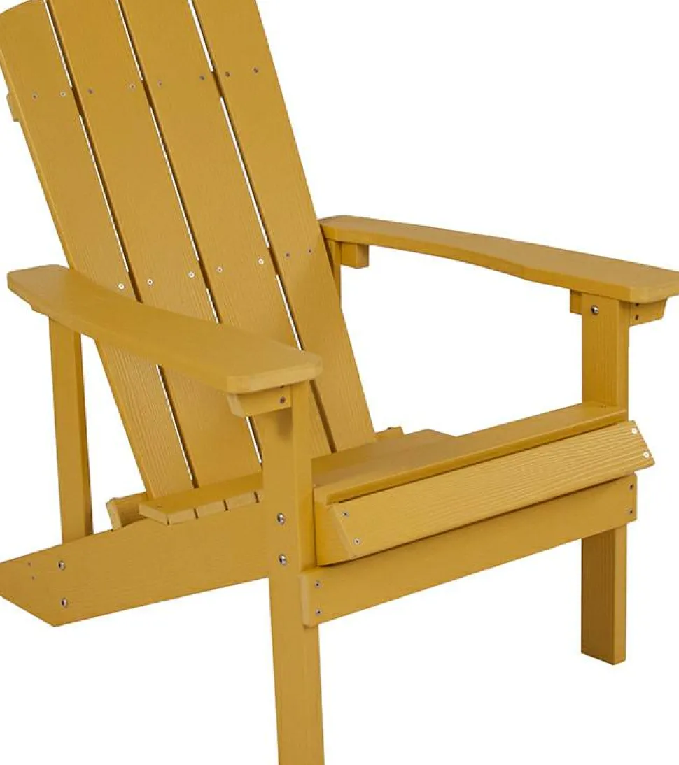 Charlestown Commercial All-Weather Poly Resin Wood Adirondack Chair in Yellow