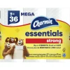 Charmin Essentials Strong Mega 2-Ply Toilet Paper Rolls, 4" x 4-1/2", White, 429 Sheets Per Roll, Pack Of 9 Rolls