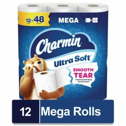 Charmin Ultra Soft Bathroom Tissue, Mega Roll, Septic Safe, 2-Ply, White, 208 Sheets/Roll, 12 Rolls/Pack, 5 Packs/Carton