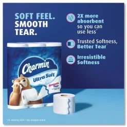 Charmin Ultra Soft Bathroom Tissue, Mega Roll, Septic Safe, 2-Ply, White, 208 Sheets/Roll, 12 Rolls/Pack, 5 Packs/Carton