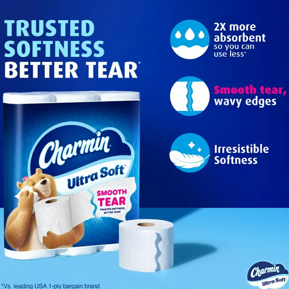 Charmin Ultra Soft 2-Ply Toilet Paper Mega Rolls, 208 Sheets Per Roll/69', Pack Of 16 Rolls
