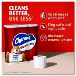 Charmin Ultra Strong Bathroom Tissue, Septic Safe, 2-Ply, White, 220 Sheets/Roll, 4 Rolls/Pack, 8 Packs/Carton