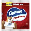 Charmin Ultra Strong Toilet Paper Mega Rolls, 4” x 3-15/16”, White, 220 Sheets Per Roll, Pack Of 12 Mega Rolls