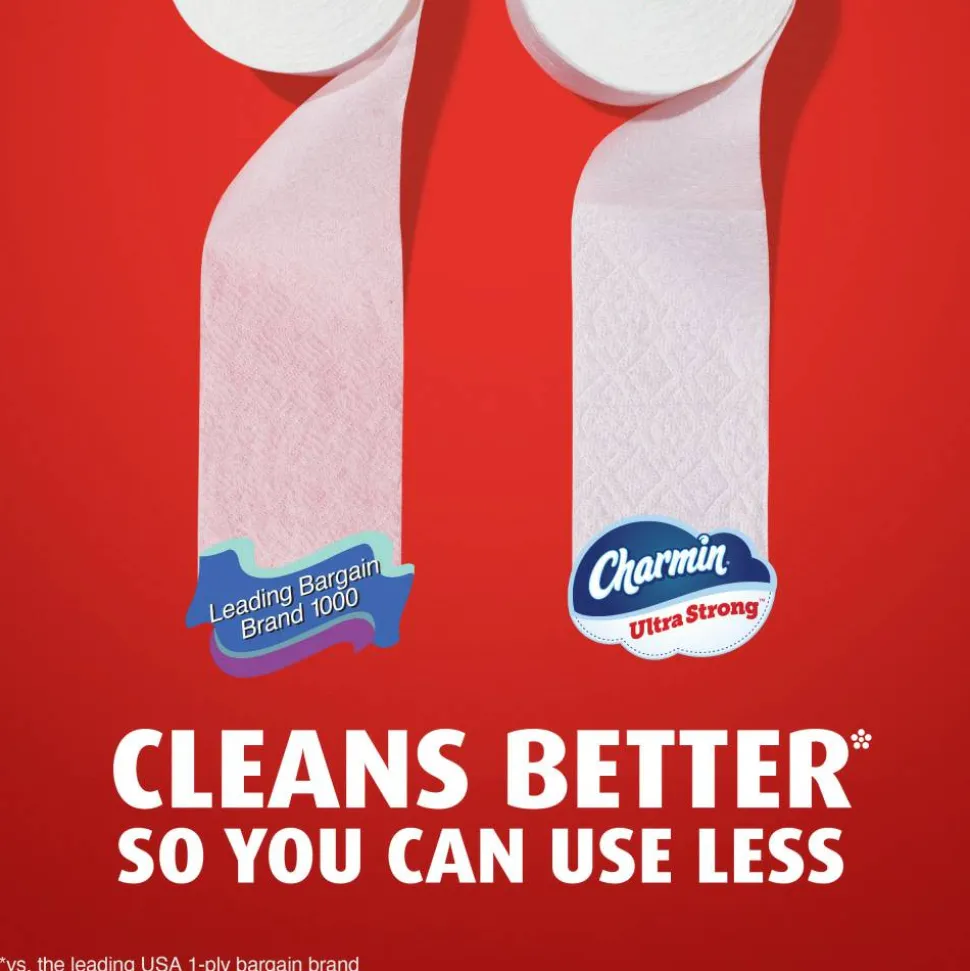 Charmin Ultra Strong Toilet Paper Mega Rolls, 4” x 3-15/16”, White, 220 Sheets Per Roll, Pack Of 16 Mega Rolls