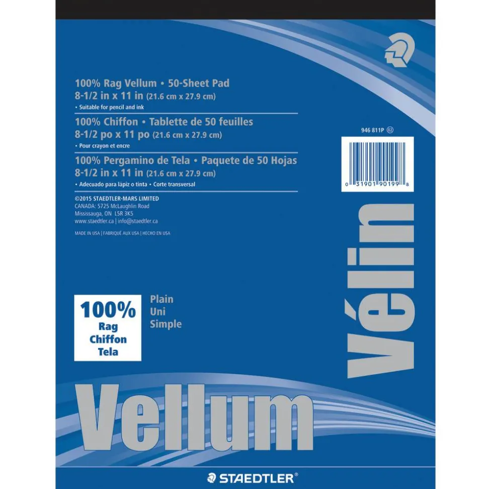 Chartpak Clearprint Plain Vellum Paper, 8 1/2" x 11", White, Pack Of 50 Sheets