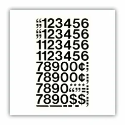 Chartpak Permanent Adhesive Vinyl Numbers, 44 (Numbers) Shape, Self-adhesive, 1"H x 12"L, Black, Vinyl, 1 / Pack