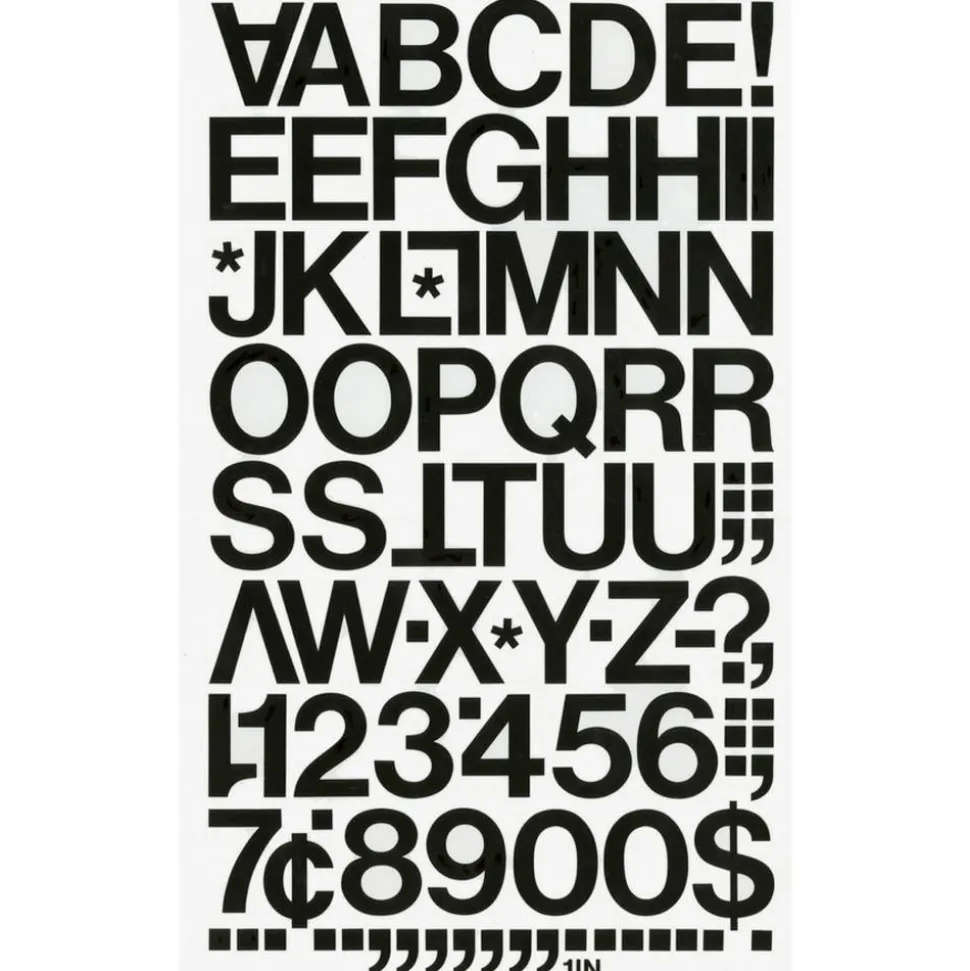Chartpak Permanent Adhesive Vinyl Numbers, 44 (Numbers) Shape, Self-adhesive, 1"H x 12"L, Black, Vinyl, 1 / Pack