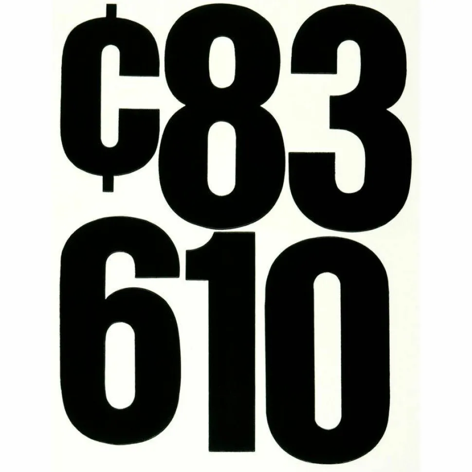 Chartpak Press-On Vinyl Self-Adhesive Numbers, 6" Tall, Black Characters, 21/Pack