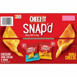 Cheez-It Snap'd Crackers Variety Pack, Cheddar Sour Cream and Onion; Double Cheese, 0.75 oz Bag, 42/Carton