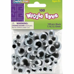 Chenille Kraft Creativity Street Wiggle Eyes, Assorted Sizes, Black/White, Pack of 100