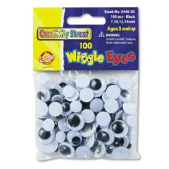 Chenille Kraft Creativity Street Wiggle Eyes, Assorted Sizes, Black/White, Pack of 100