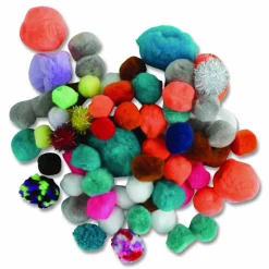 Chenille Kraft Pom-Poms, Assorted Sizes, Assorted Colors, Box Of 1,000