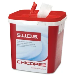 Chicopee S.U.D.S Bucket with Lid, 7.5 x 7.5 x 8, Red/White, 220 Wipes per Carton, 3 Cartons
