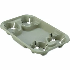 Chinet StrongHolder Molded Fiber Cup/Food Tray, 8 oz to 22 oz, Four Cups + Food Tray, Beige, 250/Carton