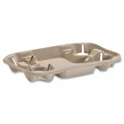Chinet StrongHolder Molded Fiber Cup/Food Tray, 8 oz to 22 oz, Four Cups + Food Tray, Beige, 250/Carton