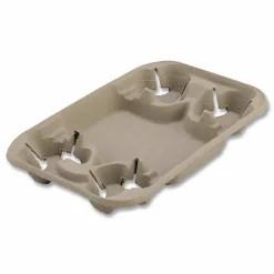 Chinet StrongHolder Molded Fiber Cup/Food Tray, 8 oz to 22 oz, Four Cups + Food Tray, Beige, 250/Carton