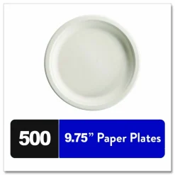 Chinet Classic Paper Dinnerware, Plate, 9.75" dia, White, 125/Pack, 4 Packs/Carton