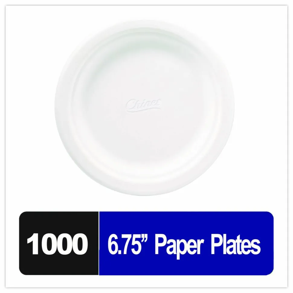 Chinet Classic Paper Plates, 6.75" dia, White, 125/Pack, 8 Packs/Carton