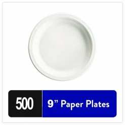 Chinet Heavyweight Plastic Plates, 9" dia, White, 125/Pack, 4 Packs/Carton