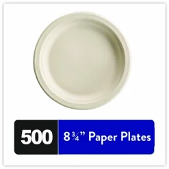 Chinet PaperPro Naturals Molded Fiber Dinnerware, Round Plates, 8.75