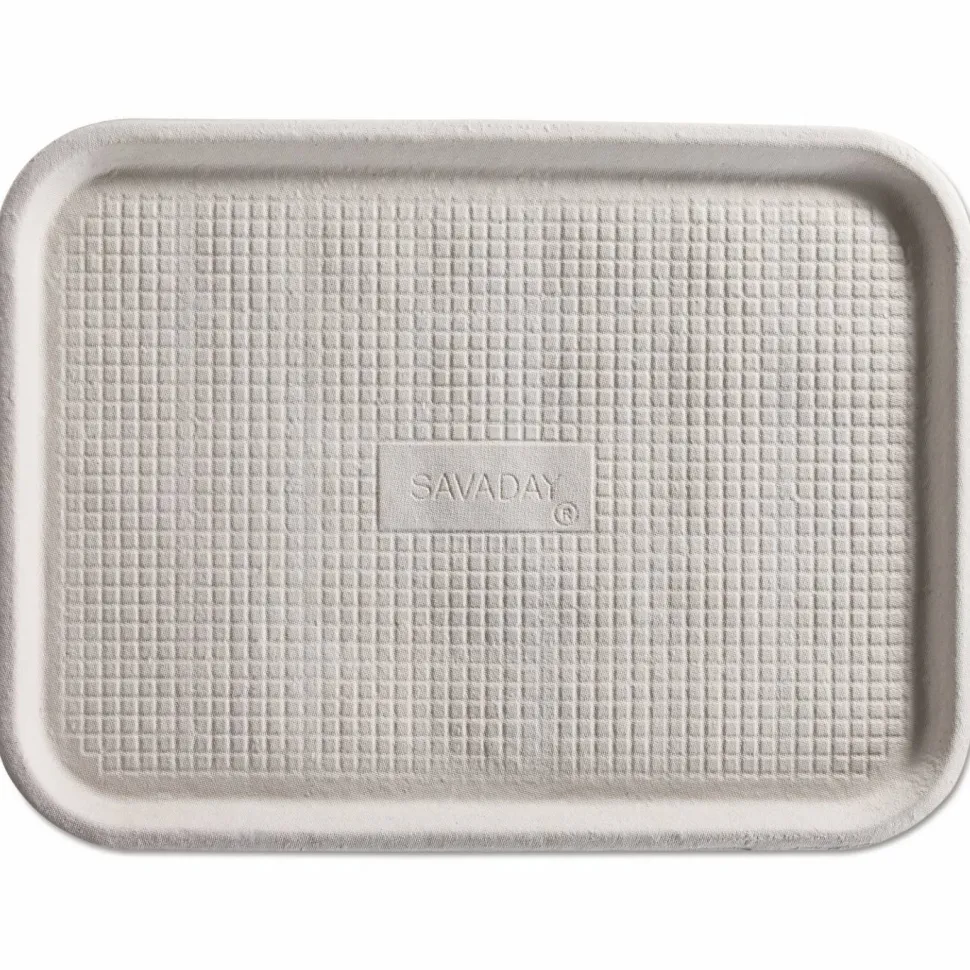 Chinet Savaday Molded Fiber Flat Food Tray, 16 x 12, White, Paper, 200/Carton