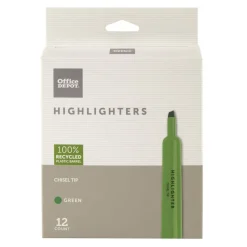 Chisel-Tip Highlighter, 100% Recycled Plastic Barrel, Green, Pack Of 12