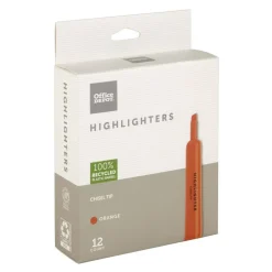 Chisel-Tip Highlighter, 100% Recycled Plastic Barrel, Fluorescent Orange, Pack Of 12