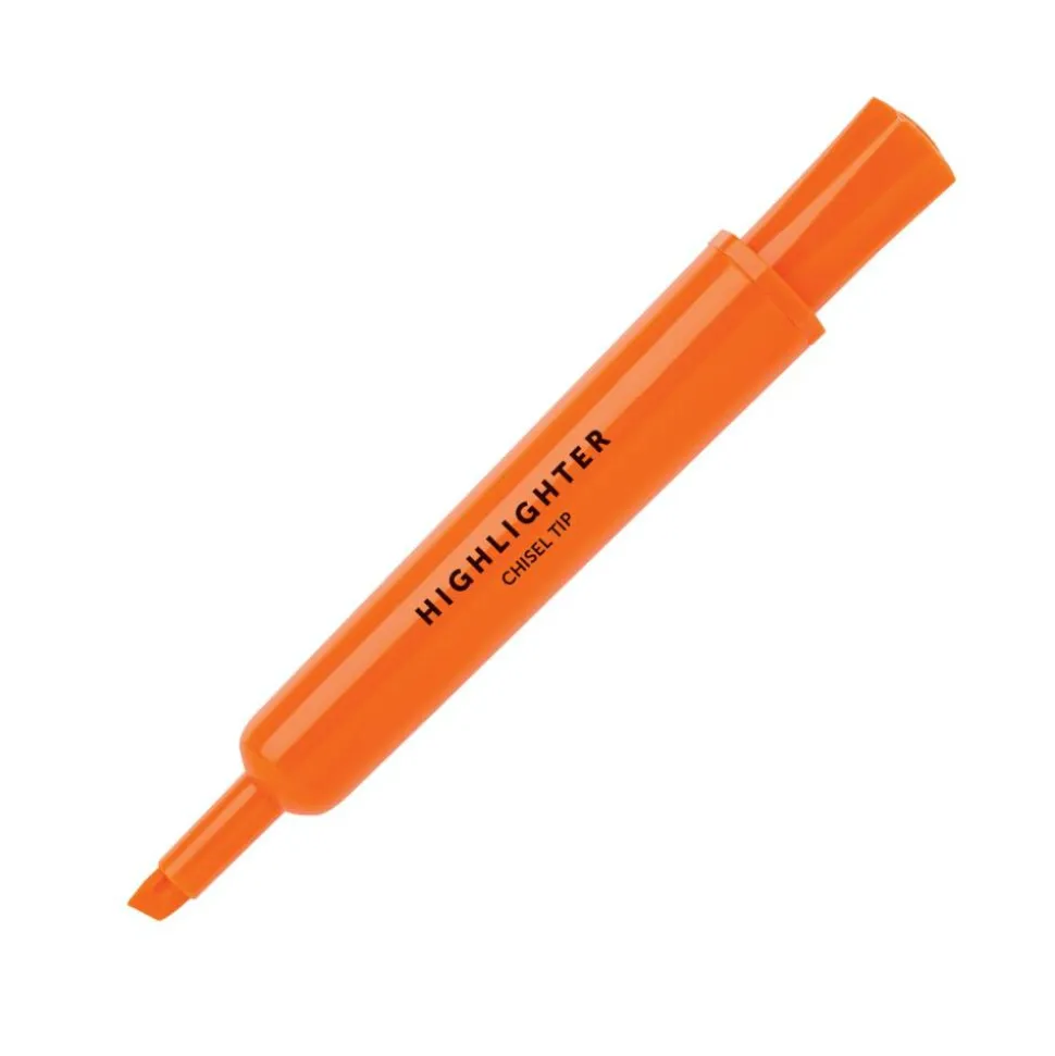 Chisel-Tip Highlighter, 100% Recycled Plastic Barrel, Fluorescent Orange, Pack Of 12
