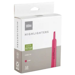 Chisel-Tip Highlighter, 100% Recycled Plastic Barrel, Fluorescent Pink, Pack Of 12