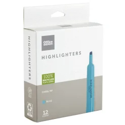 Chisel-Tip Highlighter, 100% Recycled Plastic Barrel, Fluorescent Blue, Pack Of 12