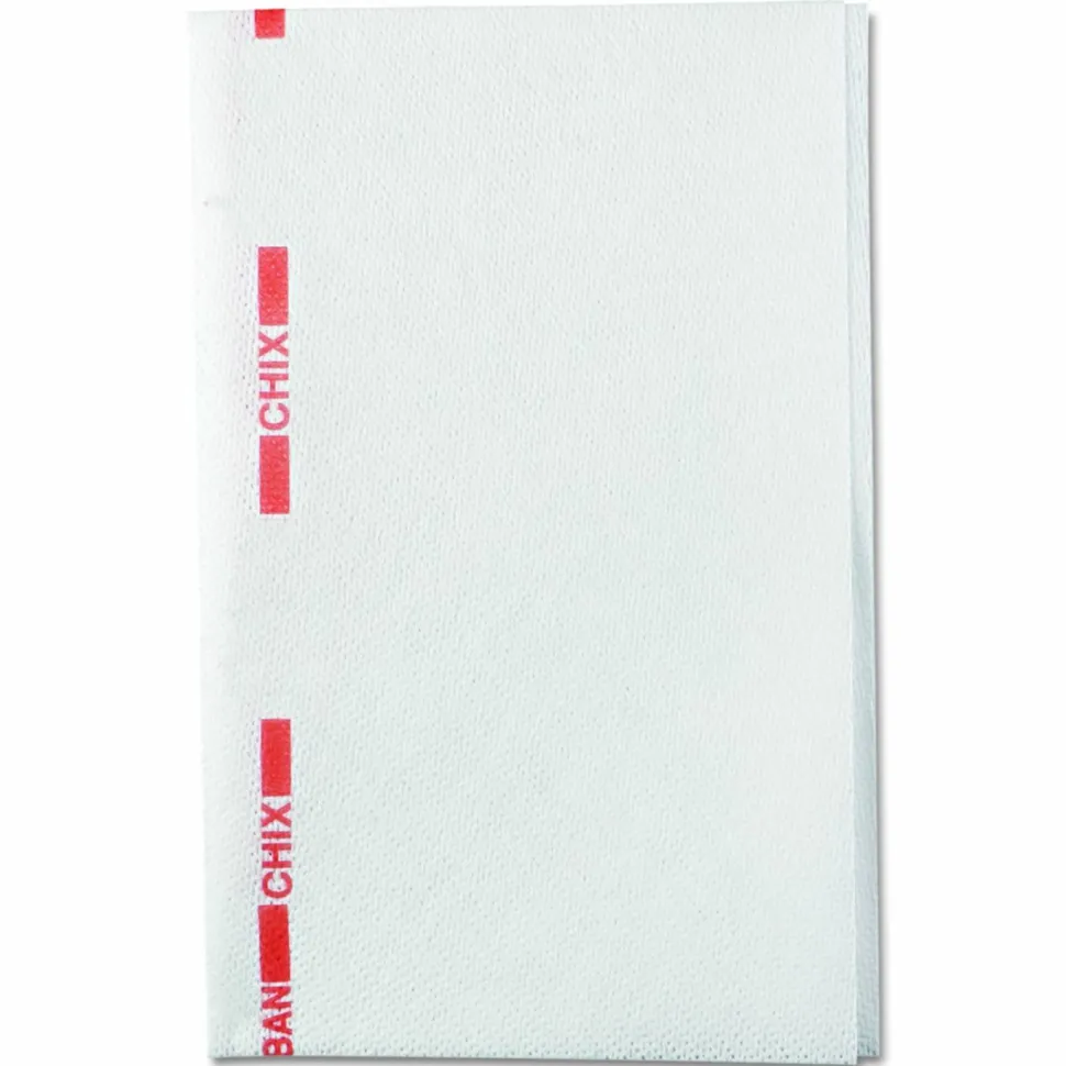 Chix Food Service Towels, Cotton, 13 x 21, White/Red, 150/Carton