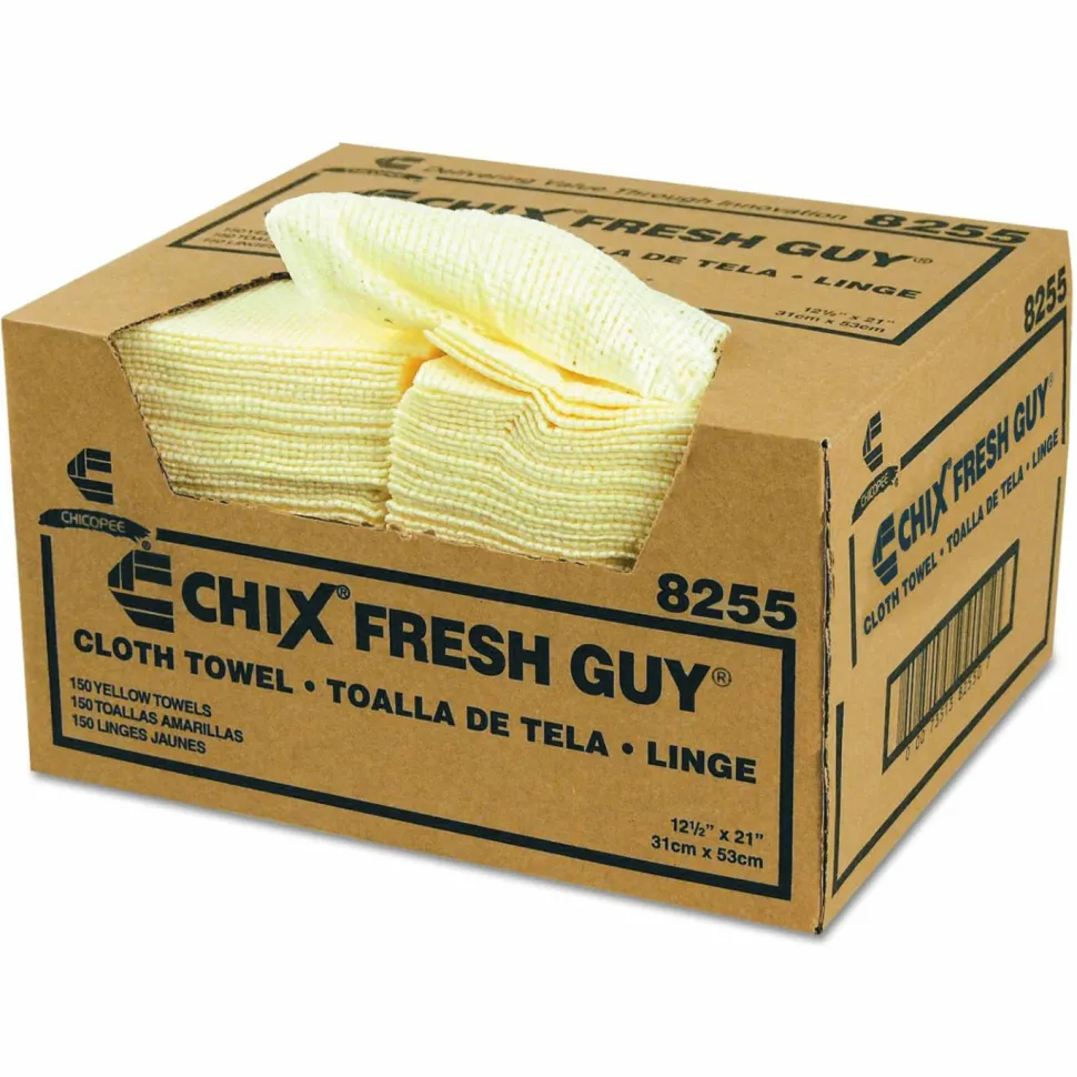 Chix Fresh Guy Towels, 13.5 x 13.5, Yellow, 150/Carton