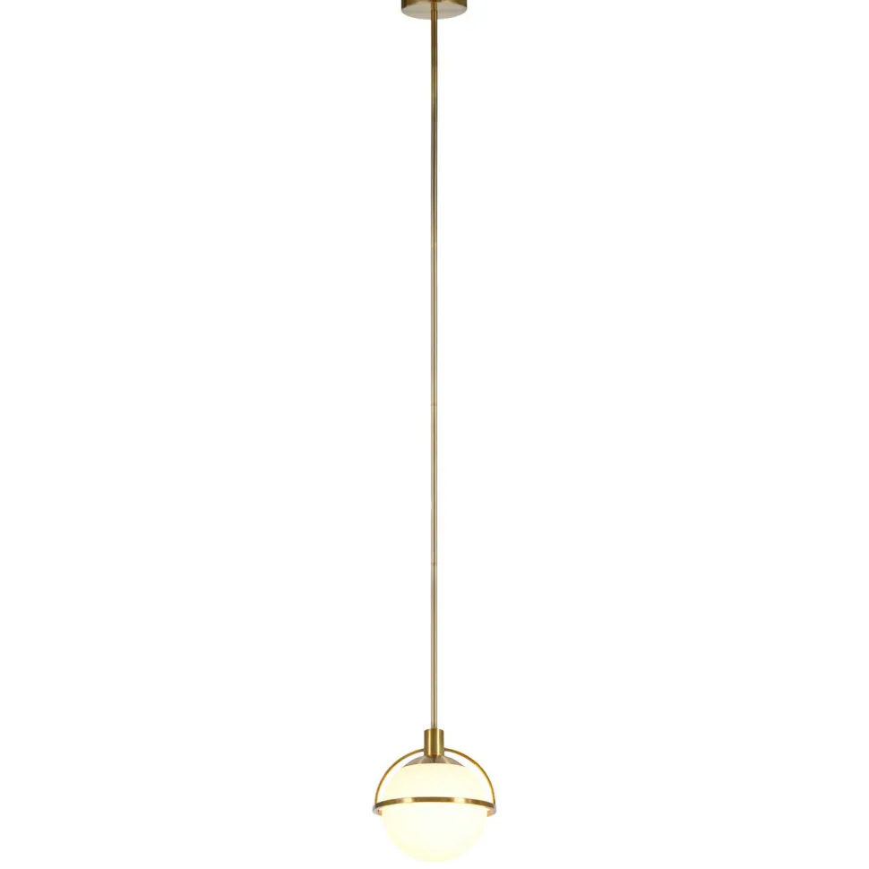 Cieonna 9.38" Wide Pendant with Glass Shade in Brass/White Milk