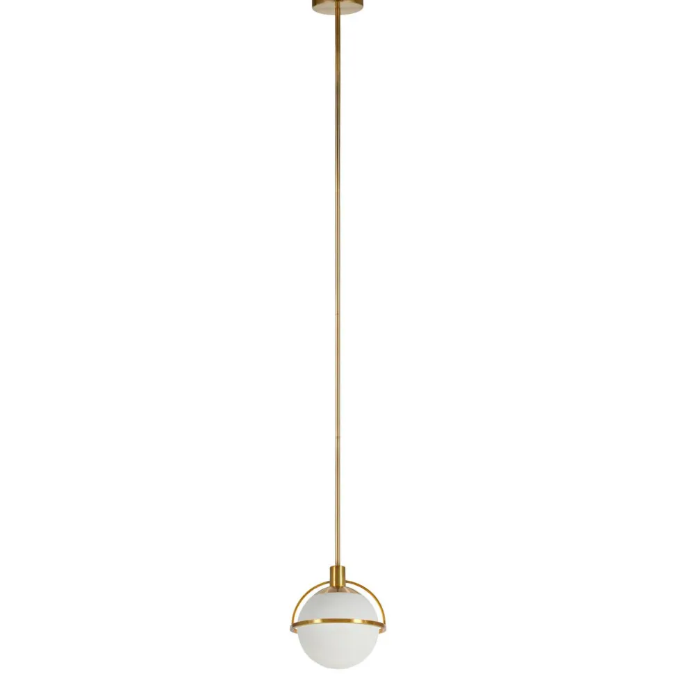 Cieonna 9.38" Wide Pendant with Glass Shade in Brass/White Milk