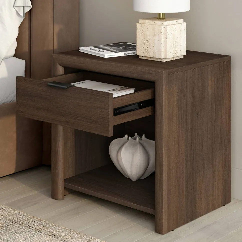 Clara 24" Rectangular Nightstand in Brown Oak