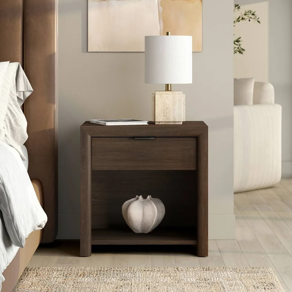 Clara 24" Rectangular Nightstand in Brown Oak