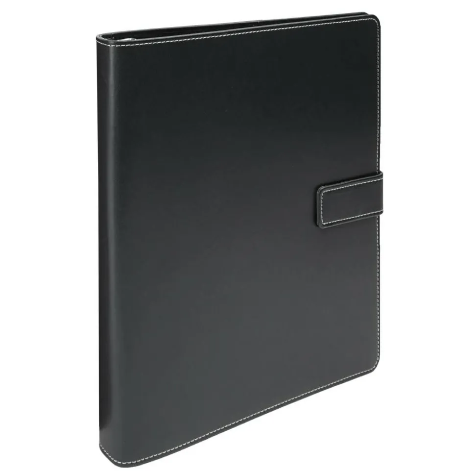 Classic Style Magnetic Strap 3-Ring Binder, 1-1/2" Round Rings, Black