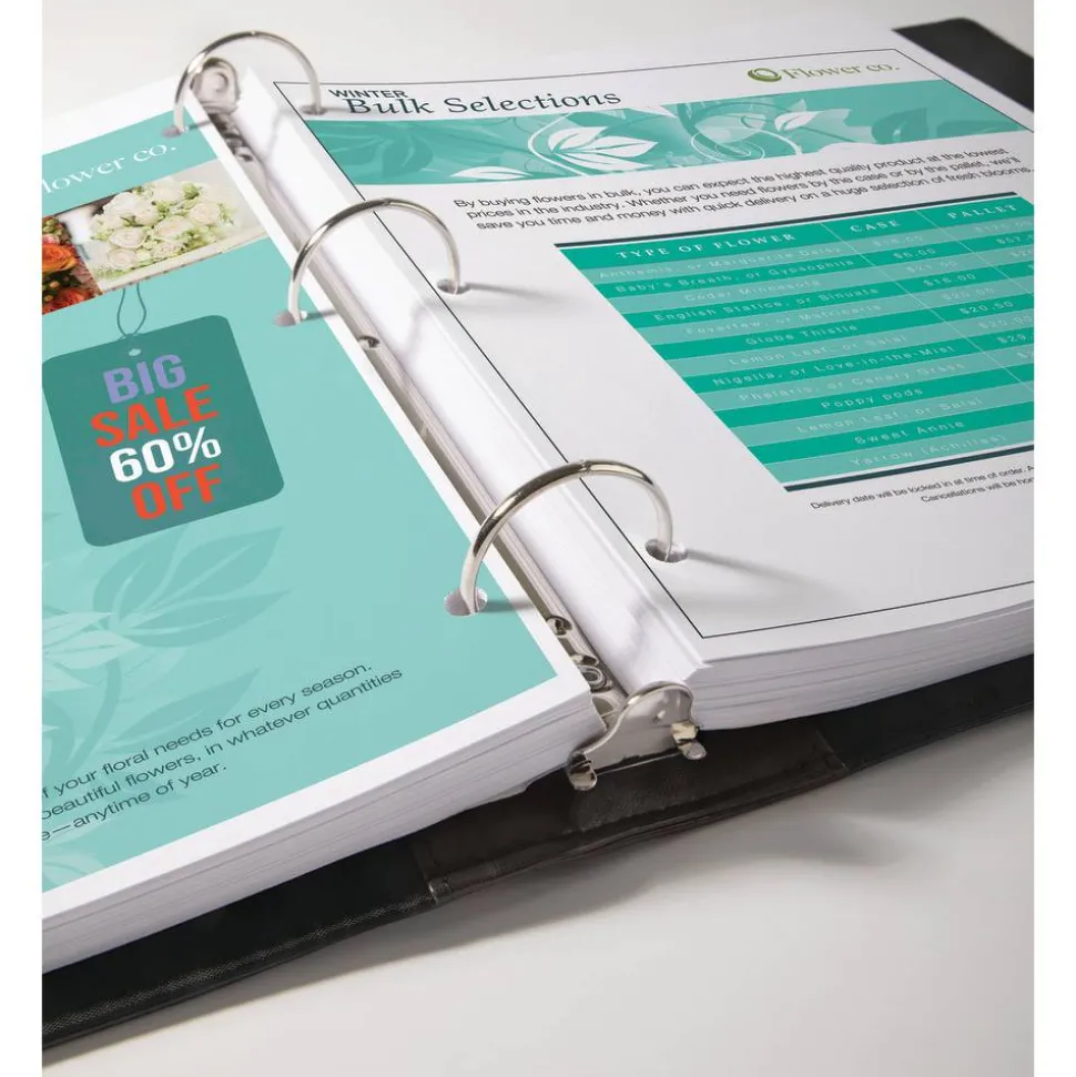 Classic Style Magnetic Strap 3-Ring Binder, 1-1/2" Round Rings, Black