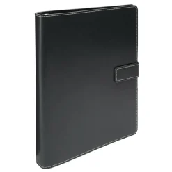 Classic Style Magnetic Strap 3-Ring Binder, 1" Round Rings, Black