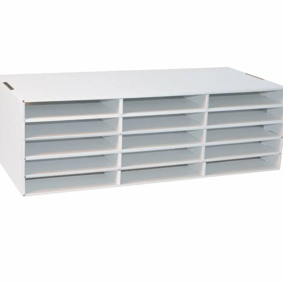Classroom Keepers Corrugated Construction Paper Storage Unit, For 9" x 12" Sheets, 15-Slots, White