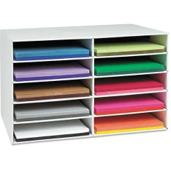 Classroom Keepers Corrugated Construction Paper Storage Unit, For 12" x 18" Sheets, 10-Slots, White