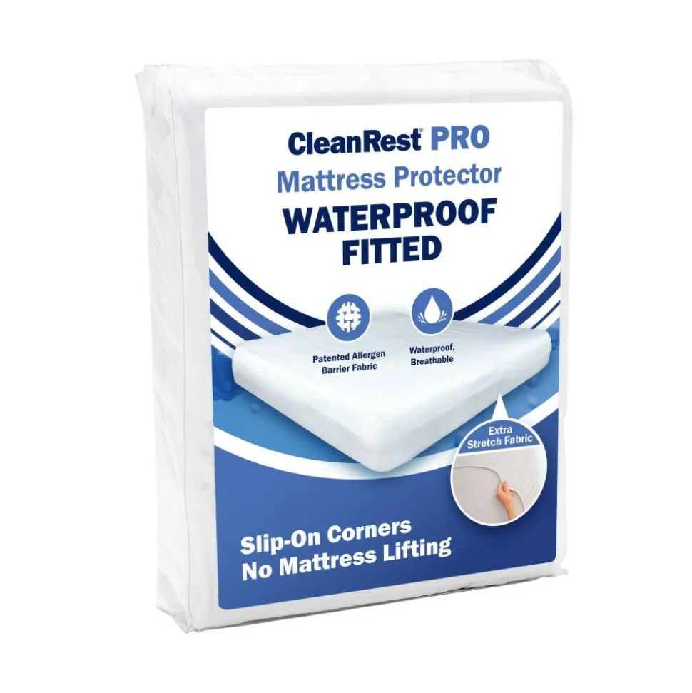 CleanRest Fitted Mattress Protectors, Queen, 80”L x 60”W x 21”D, White, Case Of 4 Protectors