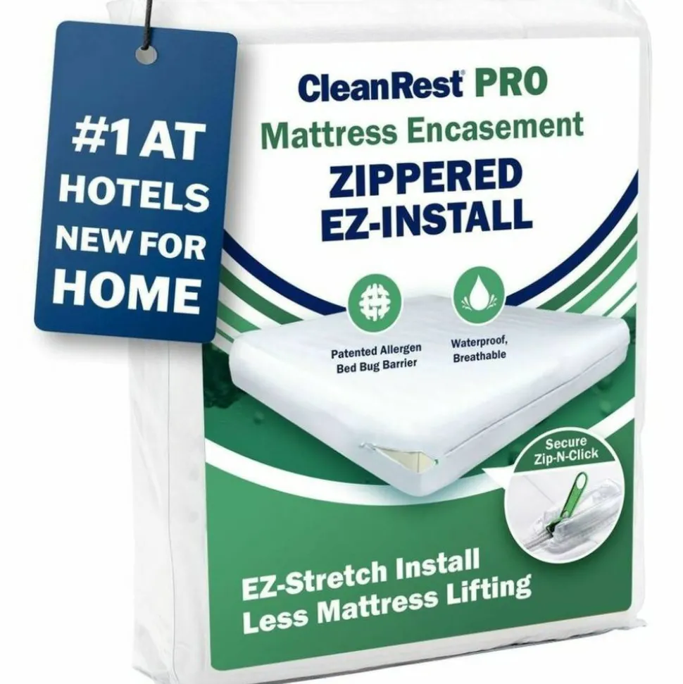 CleanRest PRO Mattress Encasements, Queen, 80”L x 60”W x 18”D, White, Case Of 3 Encasements