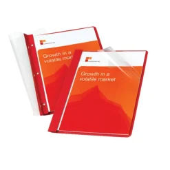 Clear-Front Report Covers, Red, Pack Of 10