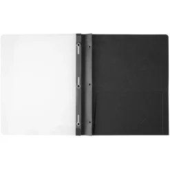 Clear-Front Report Covers With Pocket, 8 1/2" x 11", 1/2" Capacity, Black, Pack Of 25
