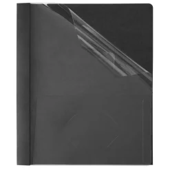 Clear-Front Report Covers With Pocket, 8 1/2" x 11", 1/2" Capacity, Black, Pack Of 25