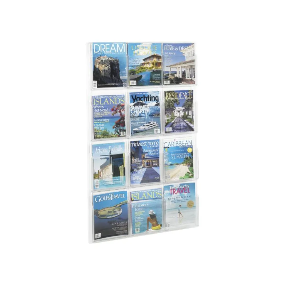 Clear Literature Rack, Magazine, 12 Pockets