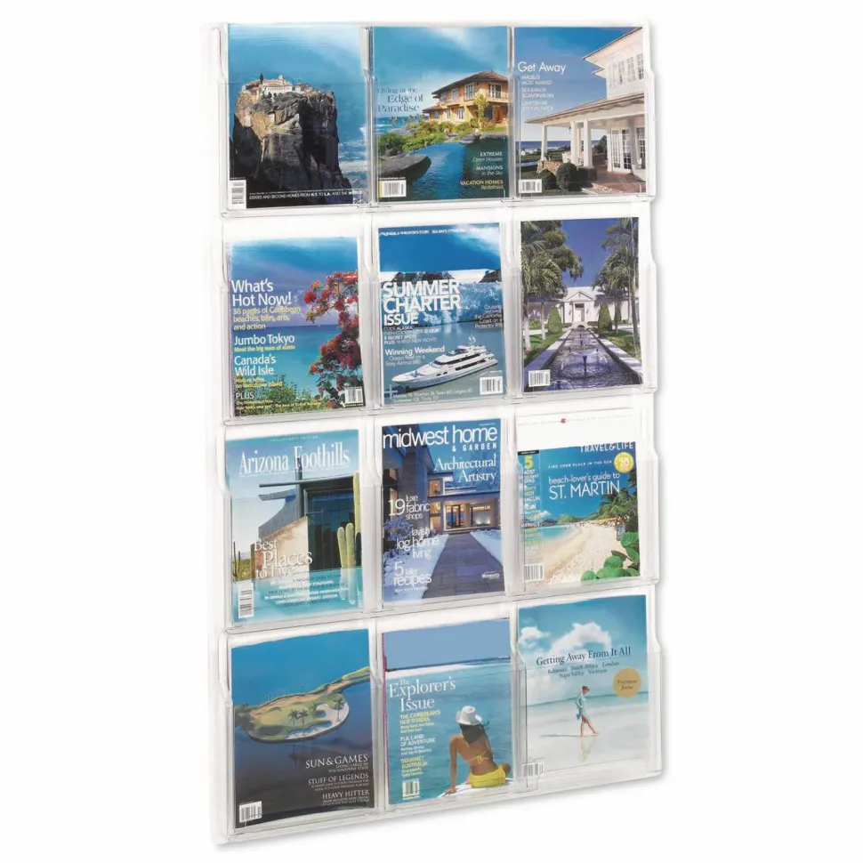 Clear Literature Rack, Magazine, 12 Pockets