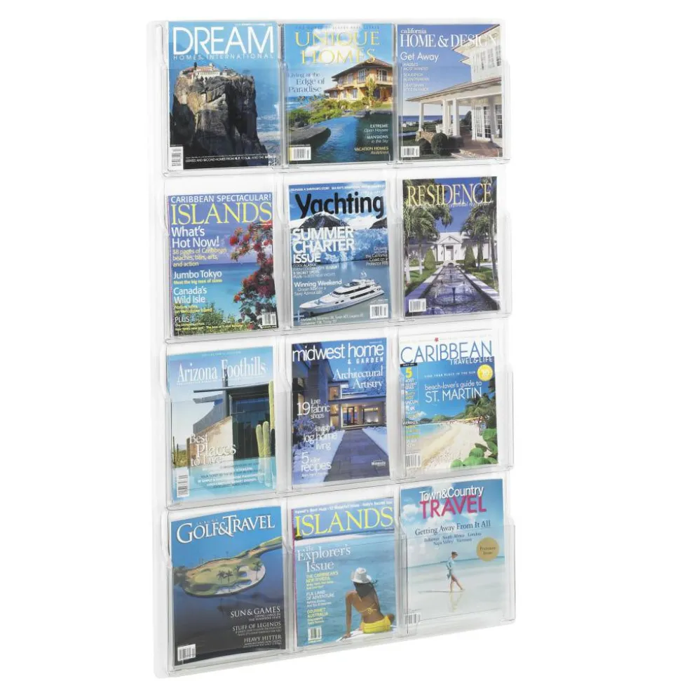 Clear Literature Rack, Magazine, 12 Pockets